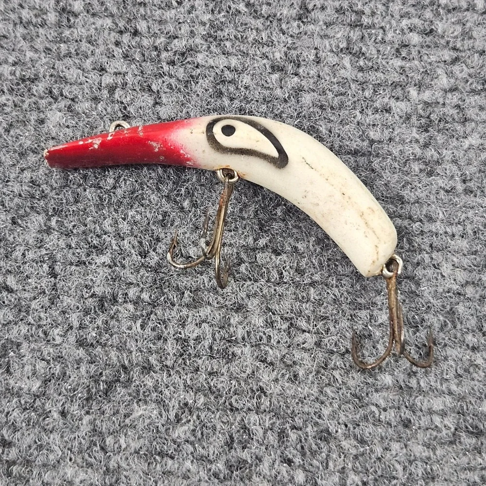 Lazy Ike Fishing Lure Unisex‎ Size 3 Red White Vintage Hard Bait Crankbait